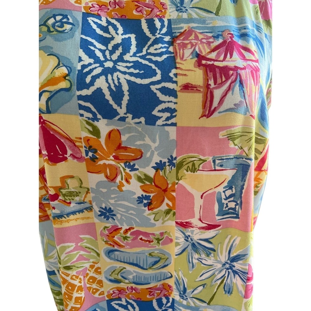 Summer Ready Weekend Clothes Line Multi Printed Beachy Patchwork Resort  Dress L - Picture 7 of 13